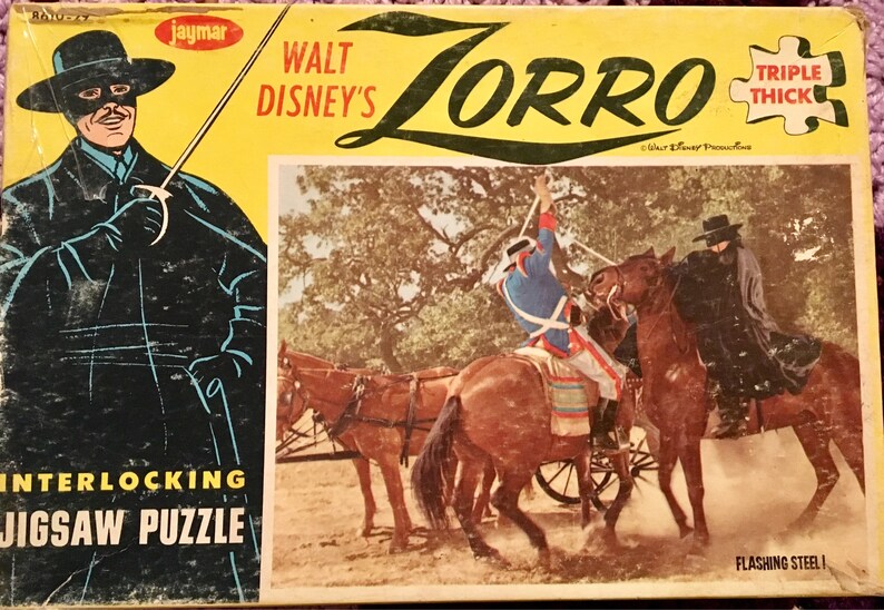 Vintage ZORRO Jigsaw Puzzle Walt Disney Triple Thick Etsy