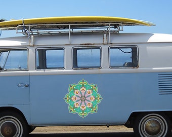African Purple Mandala Mini Van / Trailer Decorative Decal, Large Vinyl Durable Outdoor Sticker, Gift for Mobile Home, Mandala Van Decal