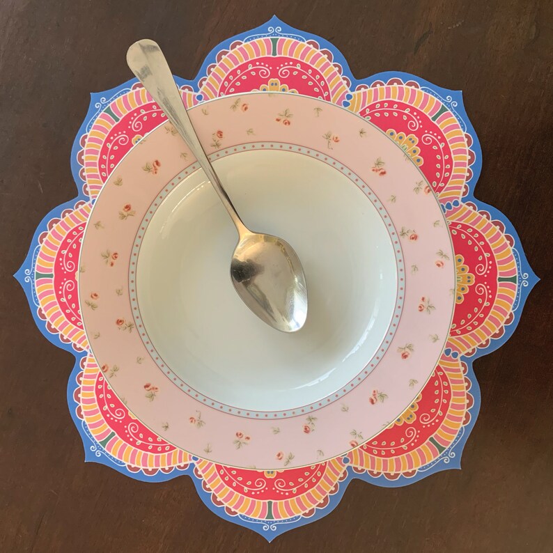 Set of 4 Colorful Mandala Placemats Unique Table Mats Round Etsy