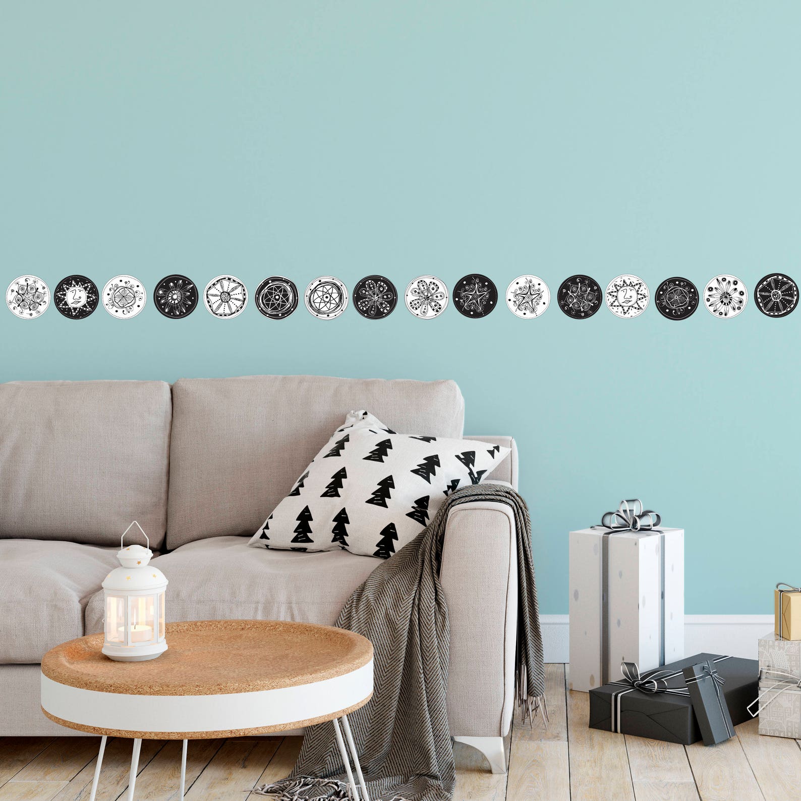 16 Black and White Wall Decals Small Round Stickers for Wall Etsy