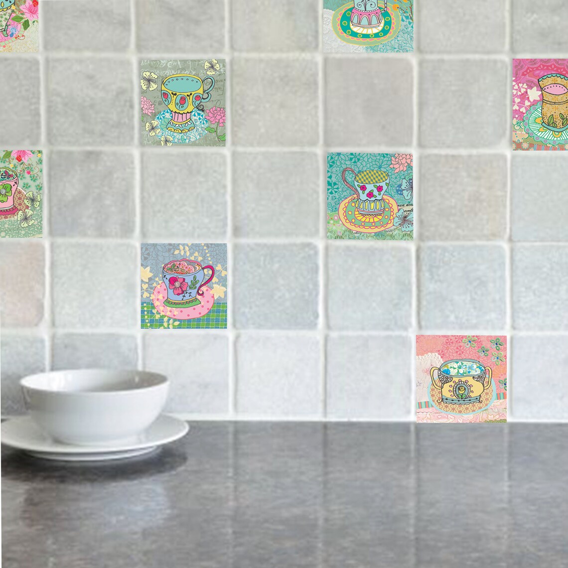 Kitchen Vinyl Decals Kitchen Tiles Stickers Kitchen Tiles Etsy