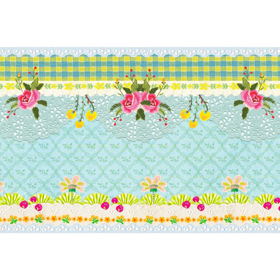 Floral Wallpaper Border Blue Wallpaper Border Wallpaper Etsy UK