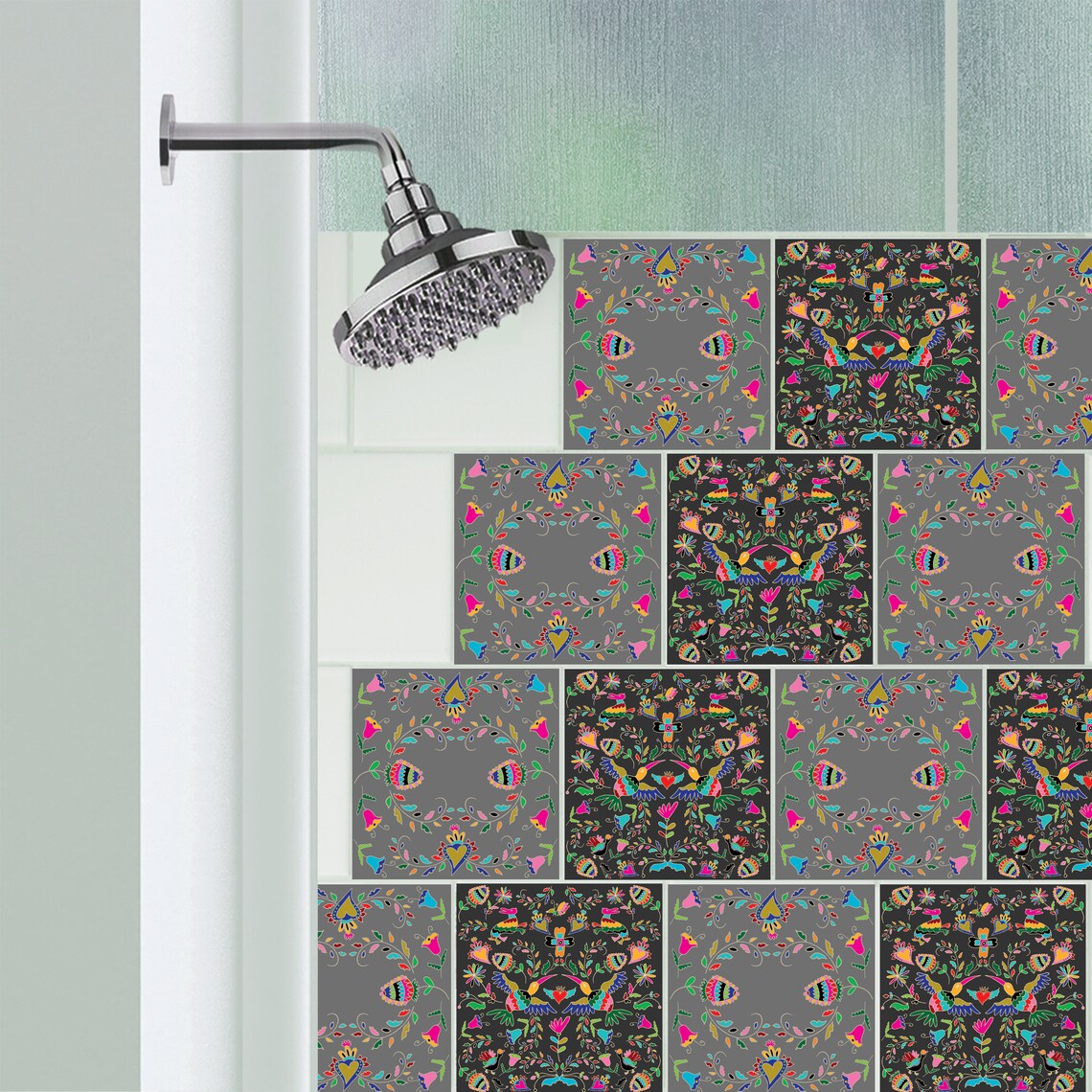 Grey Bathroom Tiles Decals Backsplash Tiles Stickers Wall Etsy