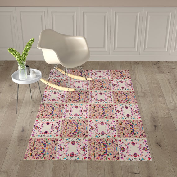 Accumulatie kast nieuws Crème en roze rechthoek gebied mat kinderkamer vinyl tapijt - Etsy België