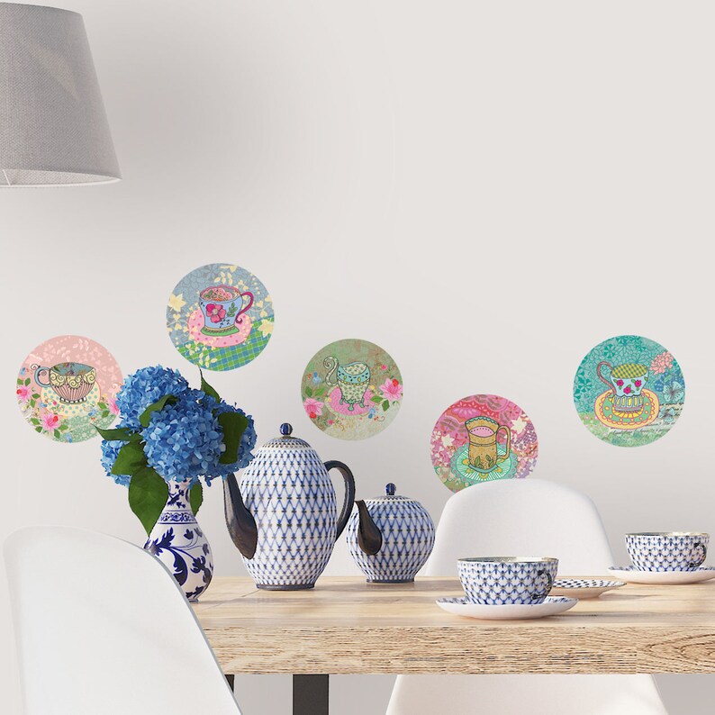 Floor Wall Decals Colorful Cups Kitchen Tiles Decals Peel /& Stick Tile Stickers Removable Backsplash Decor 9 Ceramic Tiles Stickers