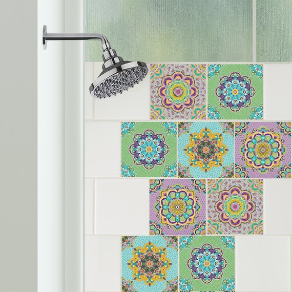 Boho Chic Bathroom Tiles Decals Removable Decorative Tile Etsy