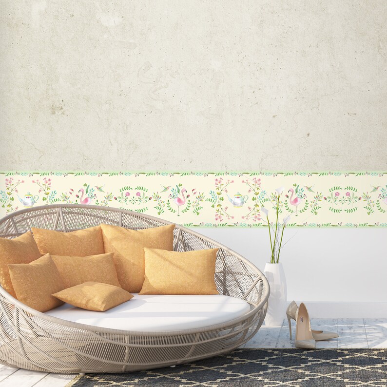 Pink Flamingo Wallpaper Green Room Wall Border Stickers L And Stick Removable Decals Self Adhesive