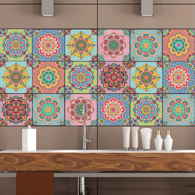 Kitchen Wall Decals Set of 14 Vinyl Backsplash Bathroom Etsy