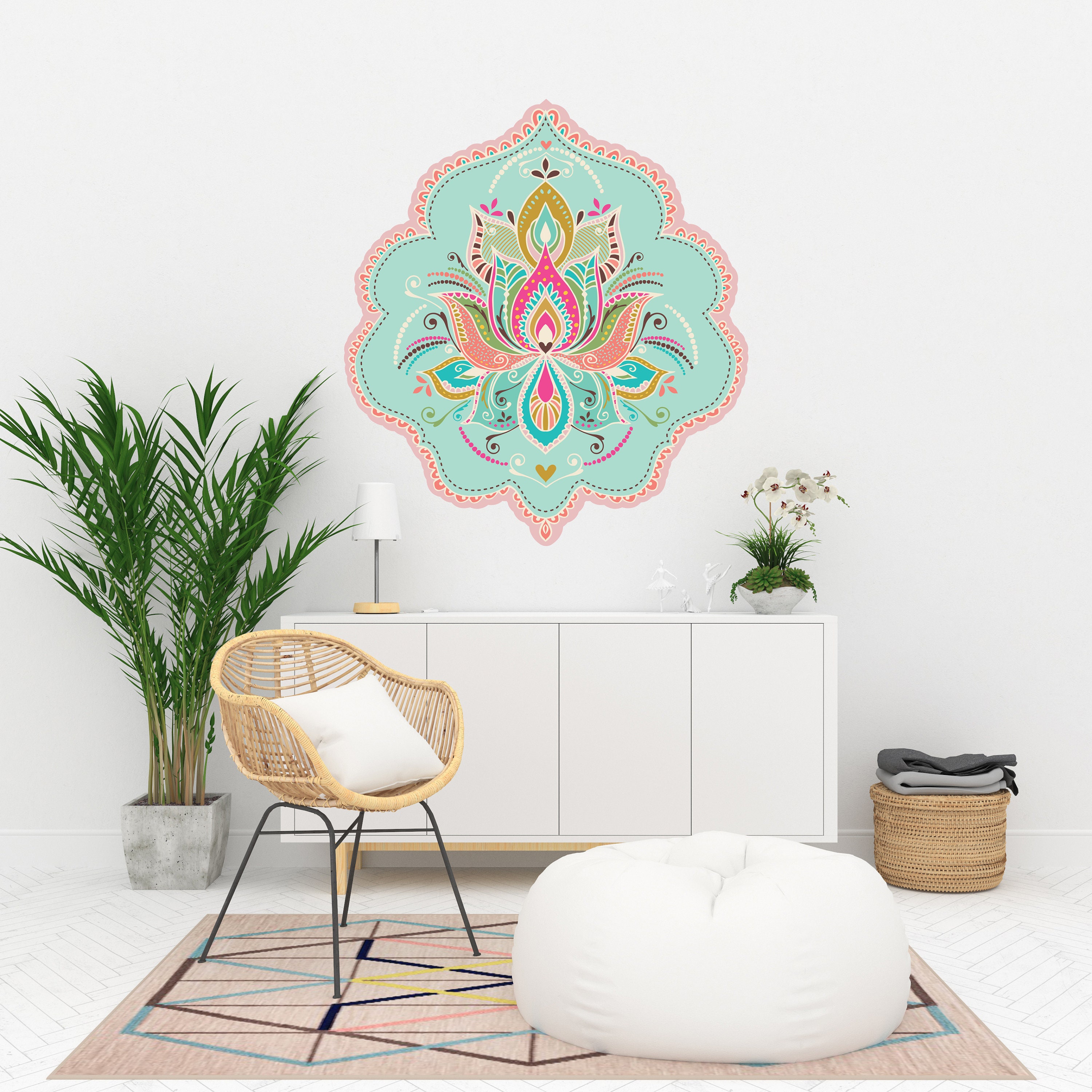 Pastel Colorful Lotus Flower Wall Art Self Adhesive Lotus - Etsy