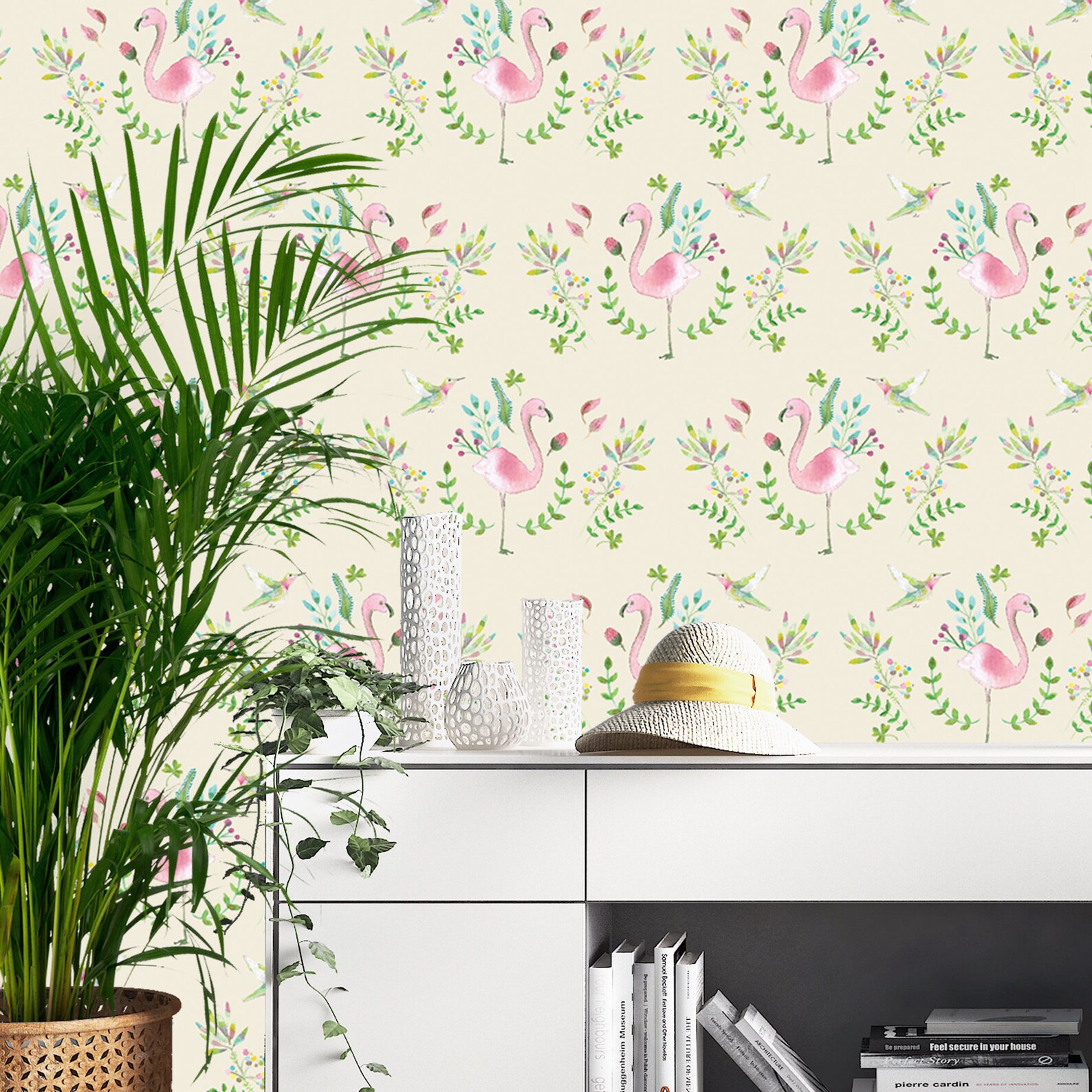 Pastel Pink Wallpaper Beige Wallpaper Flamingo Wallpaper | Etsy