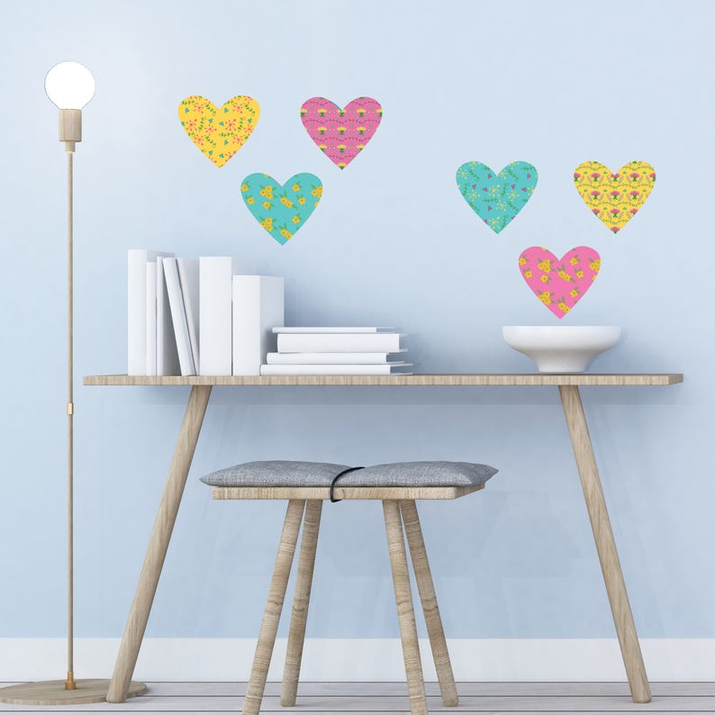 Heart Wall Decals Art 9 Stickers Removable Nursery Girls Room Vinyl