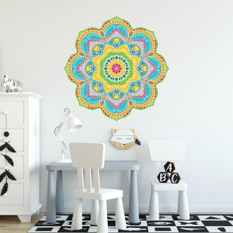 Extra Large Mandala Wall Art Colorful Vinyl Wall Decal Etsy