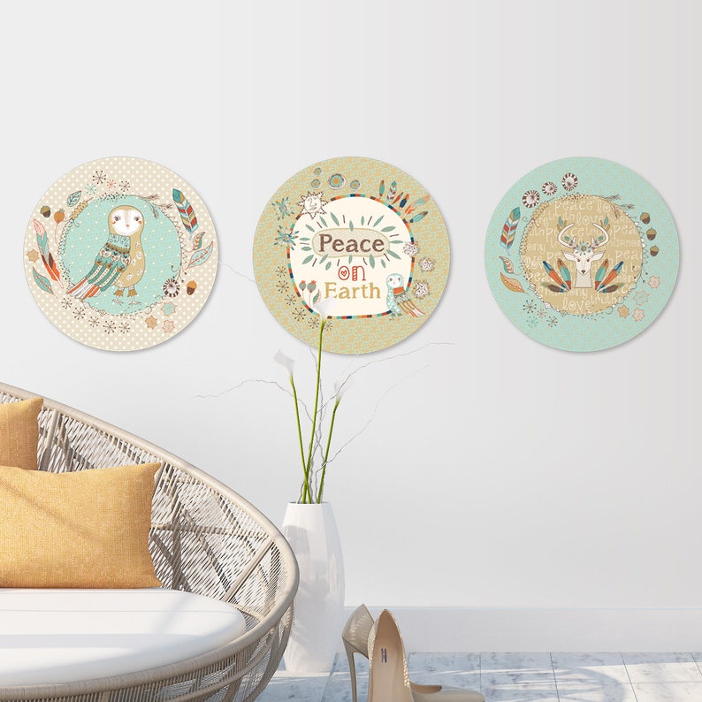 Woodland Decals Woodland Wall Art Owl Decals Set of 3 Etsy