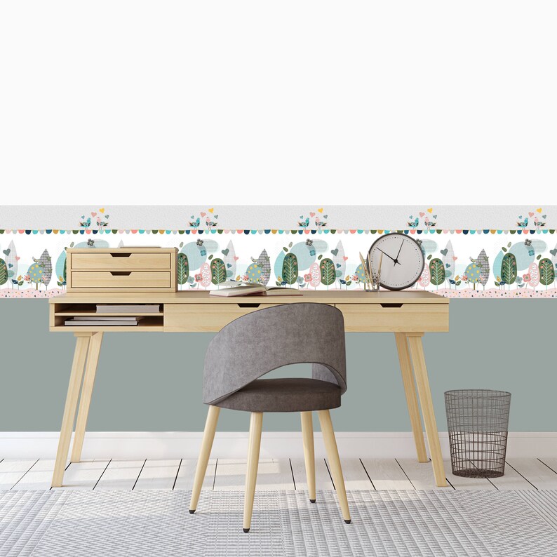 Removable Wall Border Scandinavian Design Wall Border Trees Etsy UK