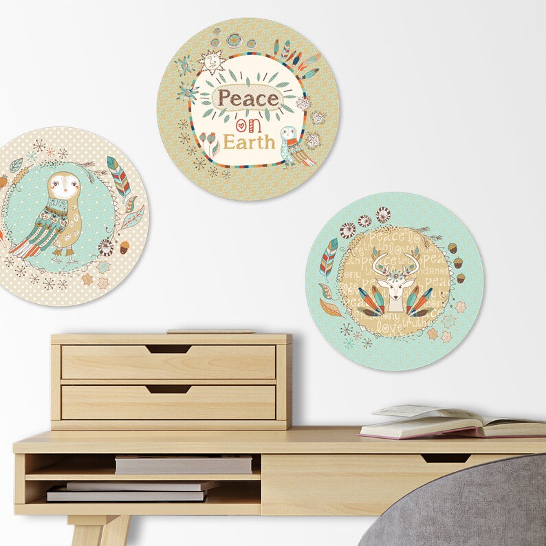 Woodland Decals Woodland Wall Art Owl Decals Set of 3 Etsy