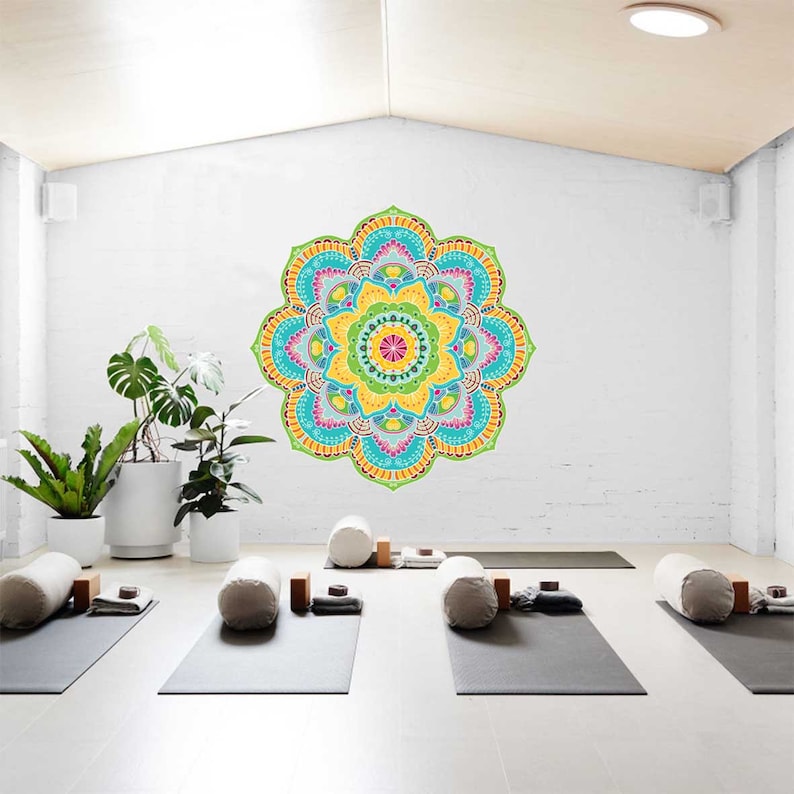 Extra Large Mandala Wall Art Colorful Vinyl Wall Decal Etsy