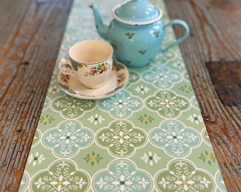 Elegant Table Decoration, Green Runner, Vinyl Table Runner, Art Mat, Printed Table Runner, PVC Runner, Holiday Table Decoration