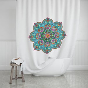 Mandala Buddha Bathroom Fabric Shower Curtain Set 71X71" Waterproof Polyester 