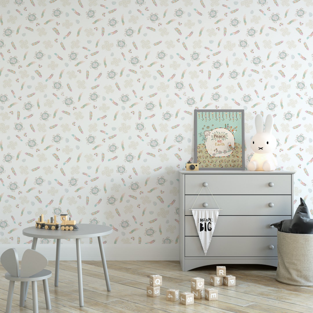 White Removable Wallpaper Peel Stick Wallpaper Feather - Etsy