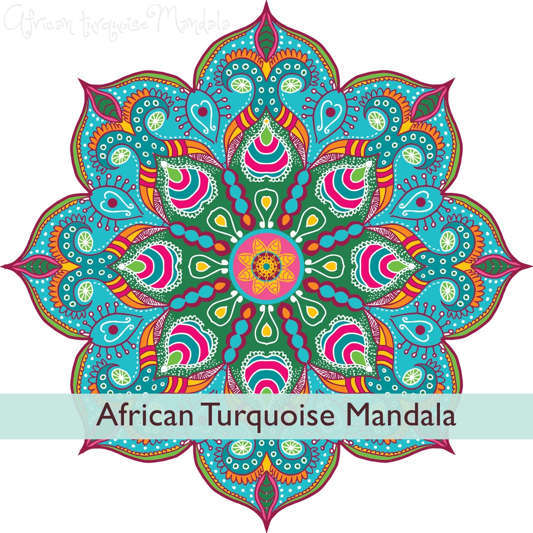 Turquoise Mandala Wall Art, Bohemian Home Decor, Yoga Studio Wall Art