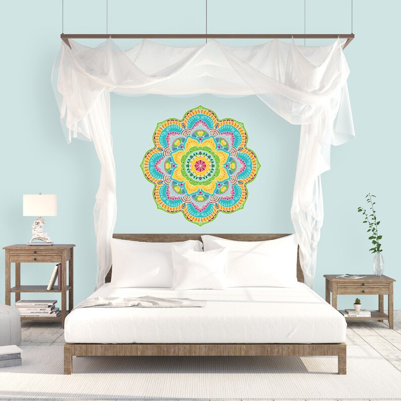Extra Large Mandala Wall Art Colorful Vinyl Wall Decal Etsy