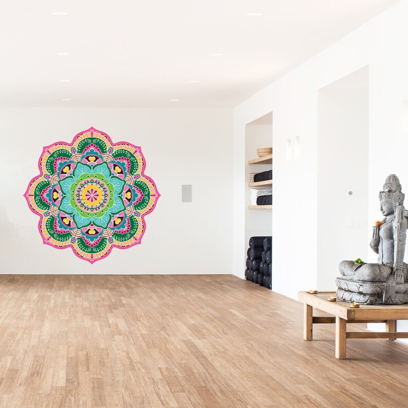 Colorful Mandala Wall Art Hippie Decor Mandala Stencil Etsy