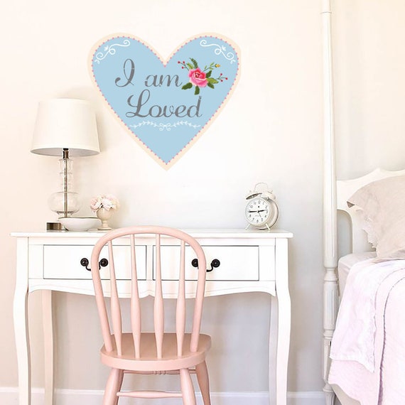 Large Blue Heart Wall Decor Large Wall Sticker Bedroom Wall Decor Heart Wall Decal Vinyl Wall Stickers Romantic Wall Decor