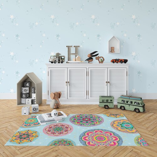 Floor Vinyl Rug, Mandala Kitchen Rug, Linoleum Colorful Area Rug, Bathroom Mat, Waterproof Rug Mat, orders Kitchen Decor, Colorful rug, Pet Rugs