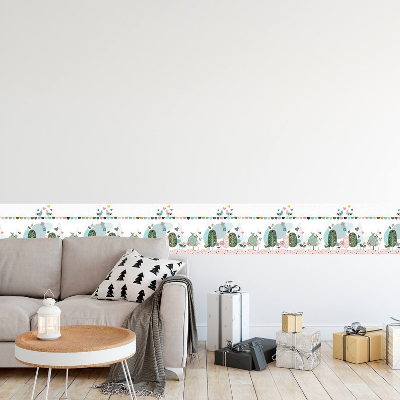 Removable Wall Border Scandinavian Design Wall Border Trees Etsy UK