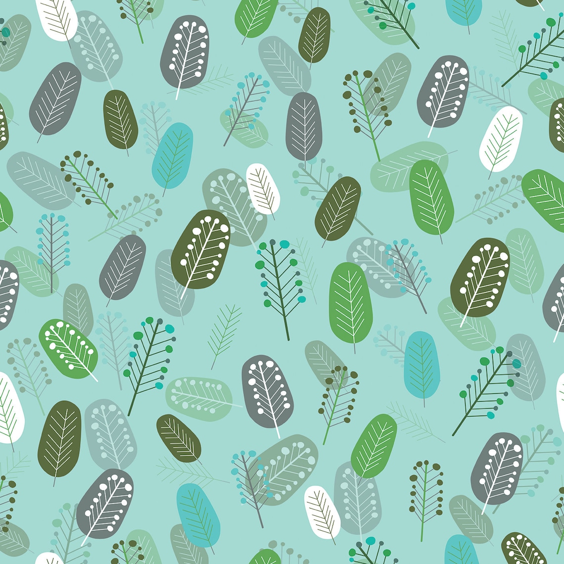 Removable Wallpaper Green Leaf Wallpaper Turquoise Etsy