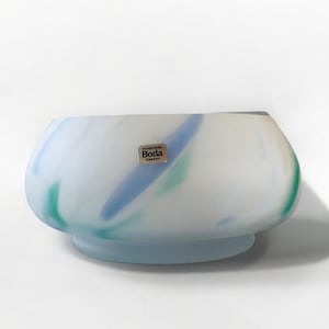 ◆ BODA Zelda footed bowl ボダ ガラスボウル 80s ◆ Kosta Boda Zelda Glass Bowl by Monica Backström/soft White