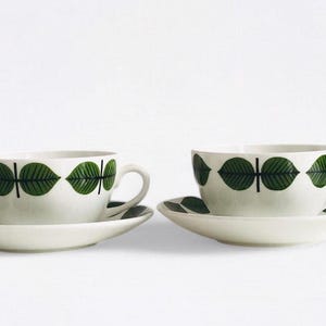 Wonderful set of 2 Vintage Gustavsberg Berså Coffee Cup & Saucer – Stig Lindberg, Sweden 1960s