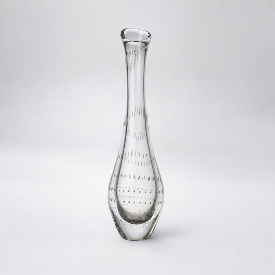 Vintage Vicke Lindstrand Art Glass Vase Kosta Boda Controlled Bubbles, 1950S
