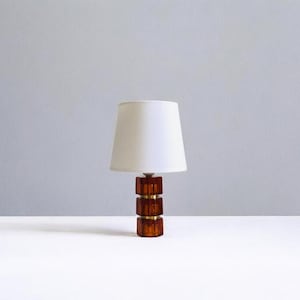 Mid-Century Scandinavian Glass & Brass Table Lamp design by Carl Fagerlund for Orrefors, Sweden, 1960s