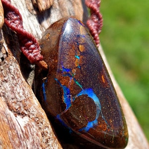 Boulder Opal, ketting, hanger, Australian Opal, verjaardagscadeau, voor hem, voor haar