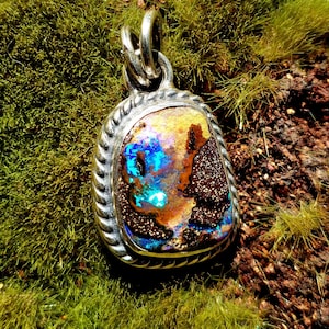 Boulder Opal, Sterling Silver, Pendant, Australian Opal