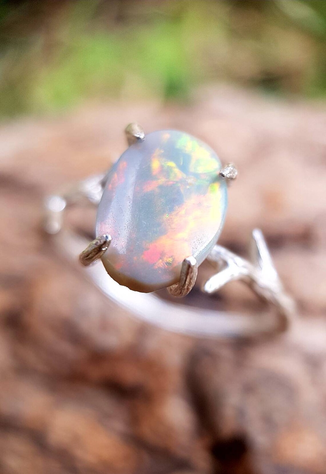 Lightning Ridge Opal Ring Sterling Silver Ring Semi Black | Etsy