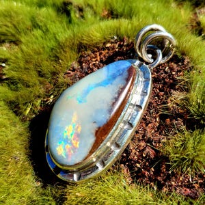 Boulder Opal, Sterling Silver, Pendant, Australian Opal