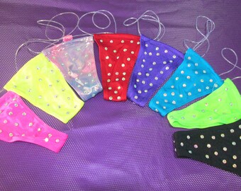 Sexy Thongs with Rhinestones and Clear String