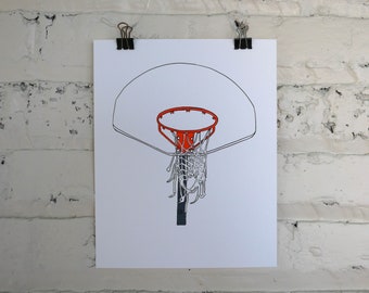 Basketball Hoop Screenprint Art
