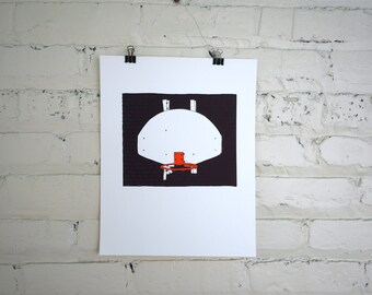 Basketball Hoop Brick Screenprint Art