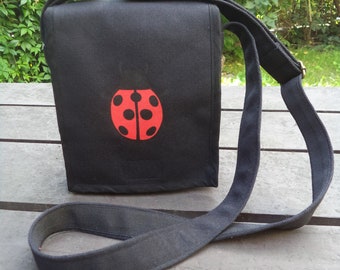 Canvas Shoulder Bag With Ladybug