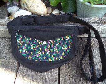 Sac banane en toile avec fleurs