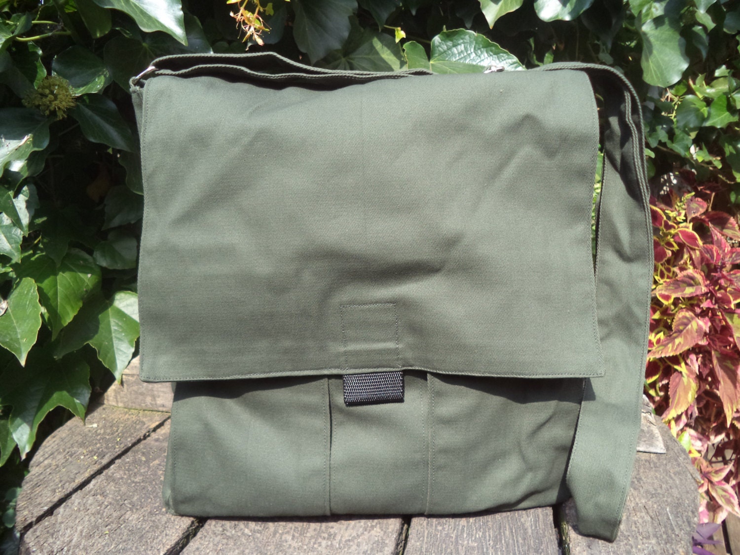 Olive green canvas messenger bag shoulder bag Etsy