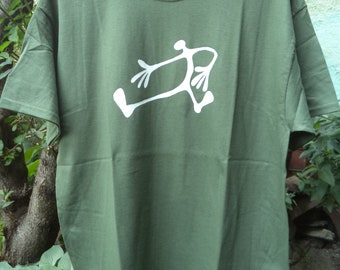 T-shirt a maniche corte verde oliva, maglietta in cotone