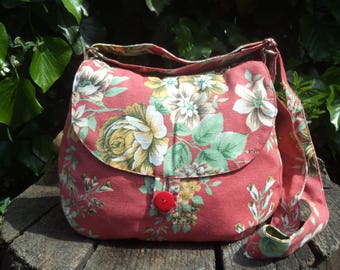 Sac à bandoulière en toile avec fleurs