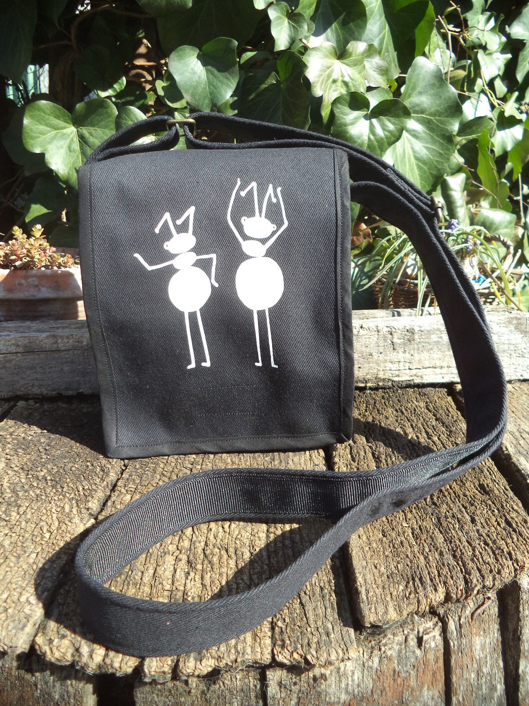 Black Canvas Shoulder Bag Small Etsy Canada
