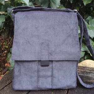 Gray corduroy messenger bag image 1
