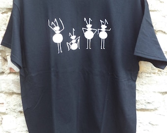 Dancing ants - black short sleeve T-shirt