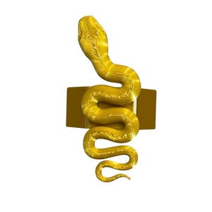 May include: A gold-colored snake ring with a textured finish. The snake is coiled and the head is raised.